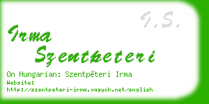 irma szentpeteri business card